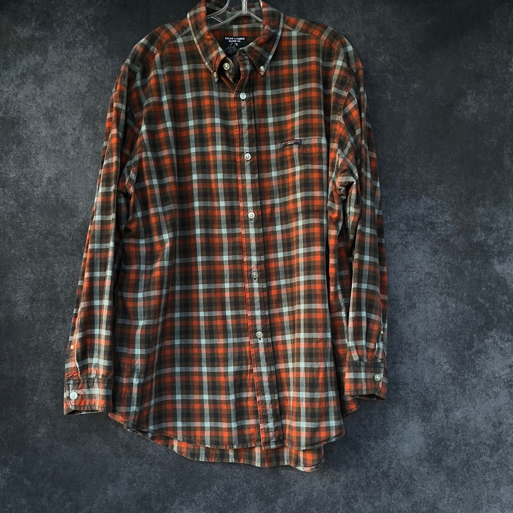 Ralph Lauren Jeans Co Mens Large‎ Plaid Button Down Shirt Rugged Preppy Gorpcore